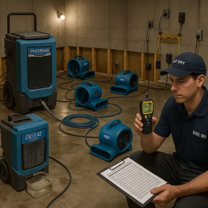 Structural Drying and Dehumidification process in Cochituate, MA
